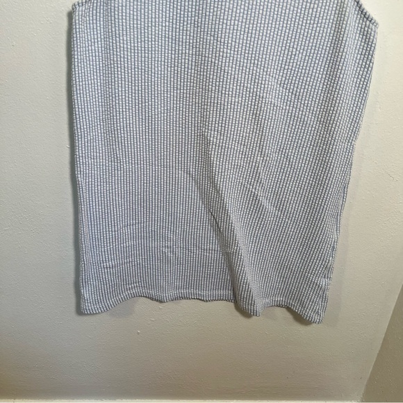 Green Envelope Sleeveless Shift Dress Blue White Seersucker XL - Picture 3 of 8